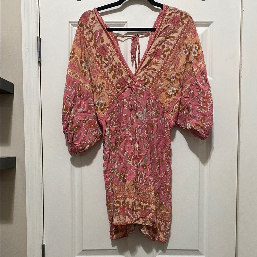 Bohemian Pink and Orange Floral Dress